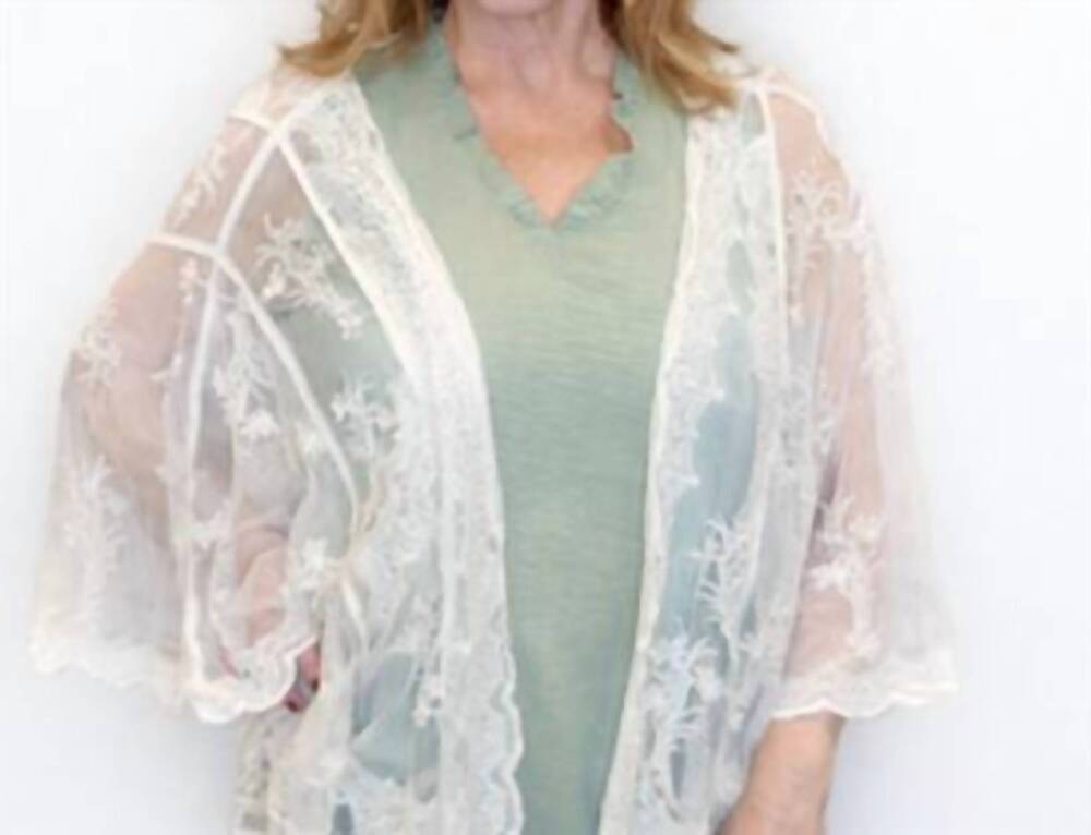 NEW LIV LOS ANGELES lace mesh kimono in natural